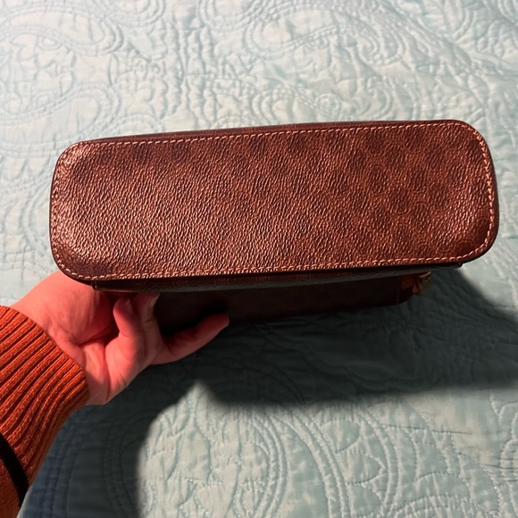 Authentic Vintage Celine Macadam vanity cosmetic case bag leather trim - Picture 7 of 14